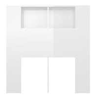 Produktbild för Sänggavel med förvaring vit högglans 100x18,5x104,5 cm