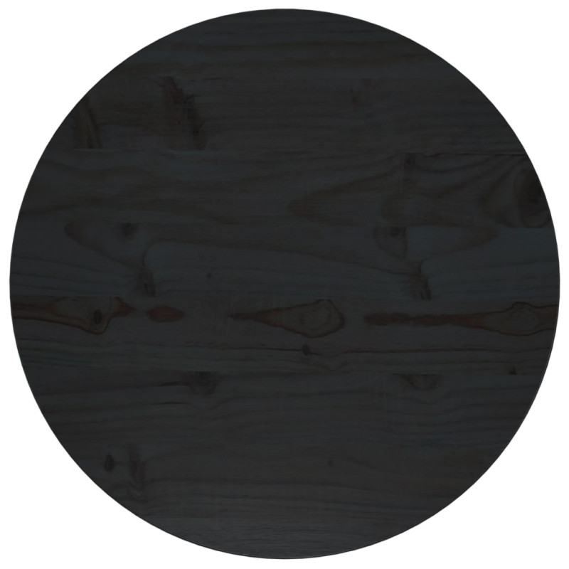 Produktbild för Bordsskiva svart Ø50x2,5 cm massiv furu