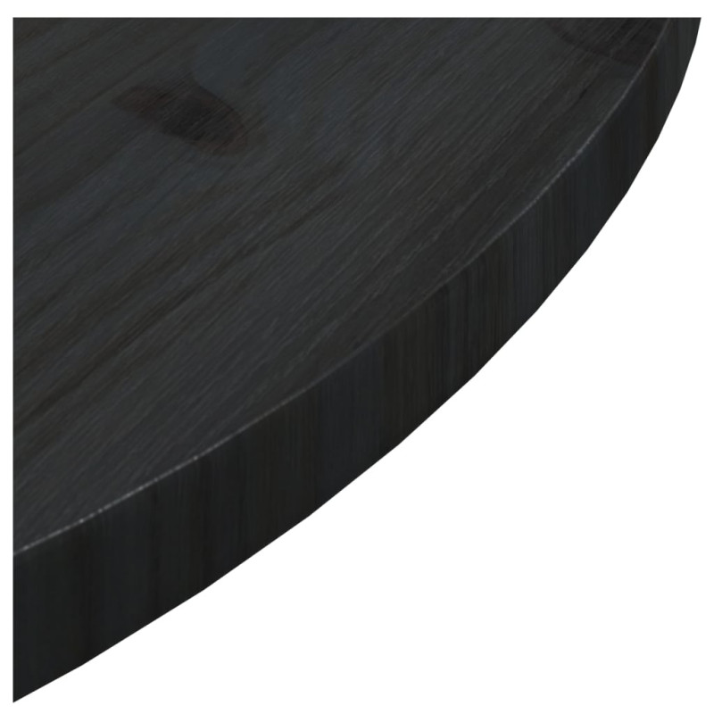 Produktbild för Bordsskiva svart Ø70x2,5 cm massiv furu