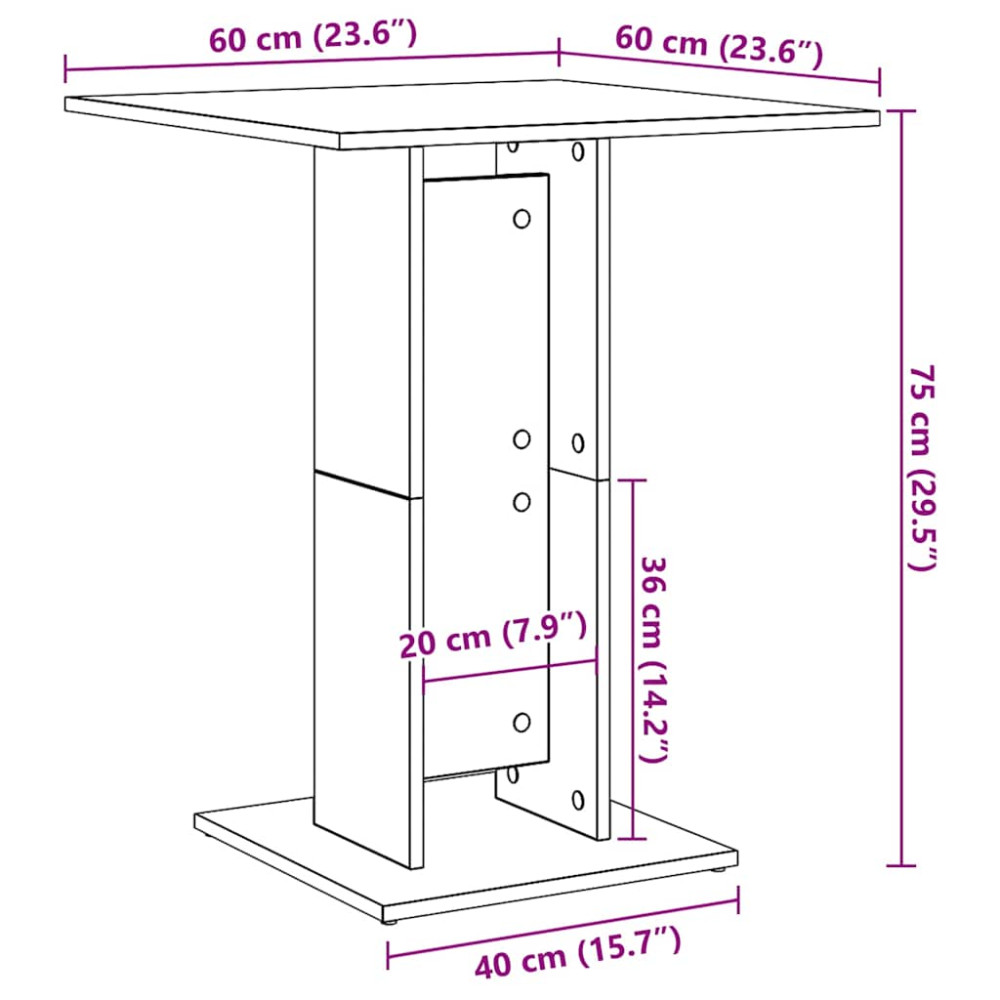 Produktbild för Cafébord rökfärgad ek 60x60x75 cm konstruerat trä