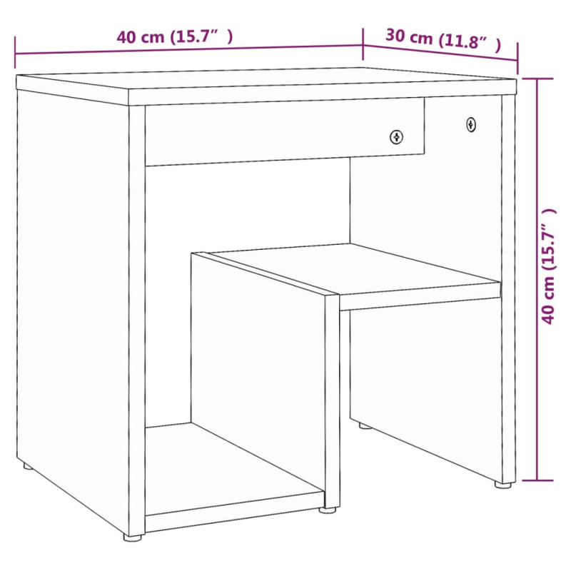 Produktbild för Sängbord rökfärgad ek 40x30x40 cm konstruerat trä