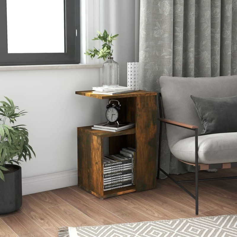 Produktbild för Soffbord rökfärgad ek 36x30x56 cm konstruerat trä