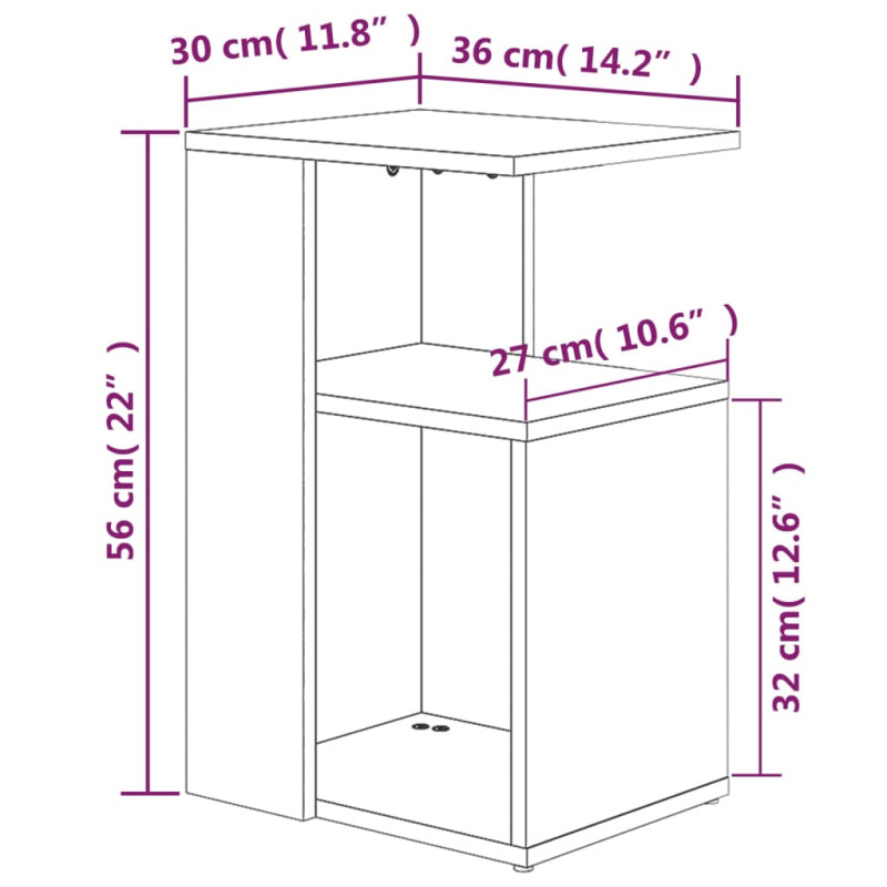 Produktbild för Soffbord rökfärgad ek 36x30x56 cm konstruerat trä