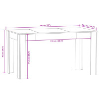 Produktbild för Matbord rökfärgad ek 140x74,5x76 cm konstruerat trä