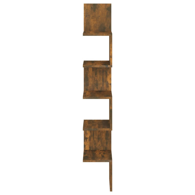 Produktbild för Vägghörnhylla rökfärgad ek 20x20x127,5 cm konstruerat trä