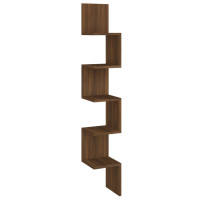 Miniatyr av produktbild för Vägghörnhylla brun ek 20x20x127,5 cm konstruerat trä