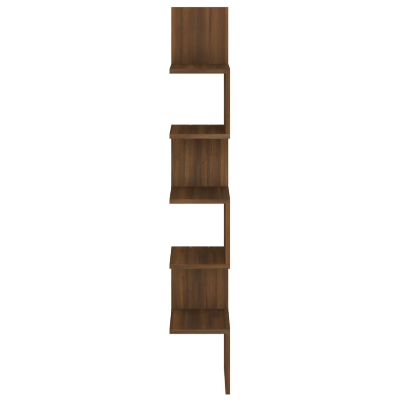 Produktbild för Vägghörnhylla brun ek 20x20x127,5 cm konstruerat trä