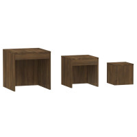 Miniatyr av produktbild för Satsbord 3 st brun ek konstruerat trä