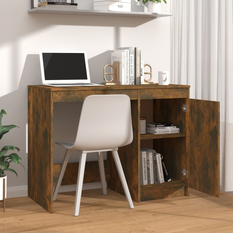 Produktbild för Skrivbord rökfärgad ek 100x50x76 cm konstruerat trä