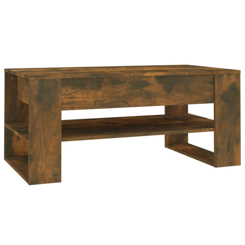 Produktbild för Soffbord rökfärgad ek 102x55x45 cm konstruerat trä