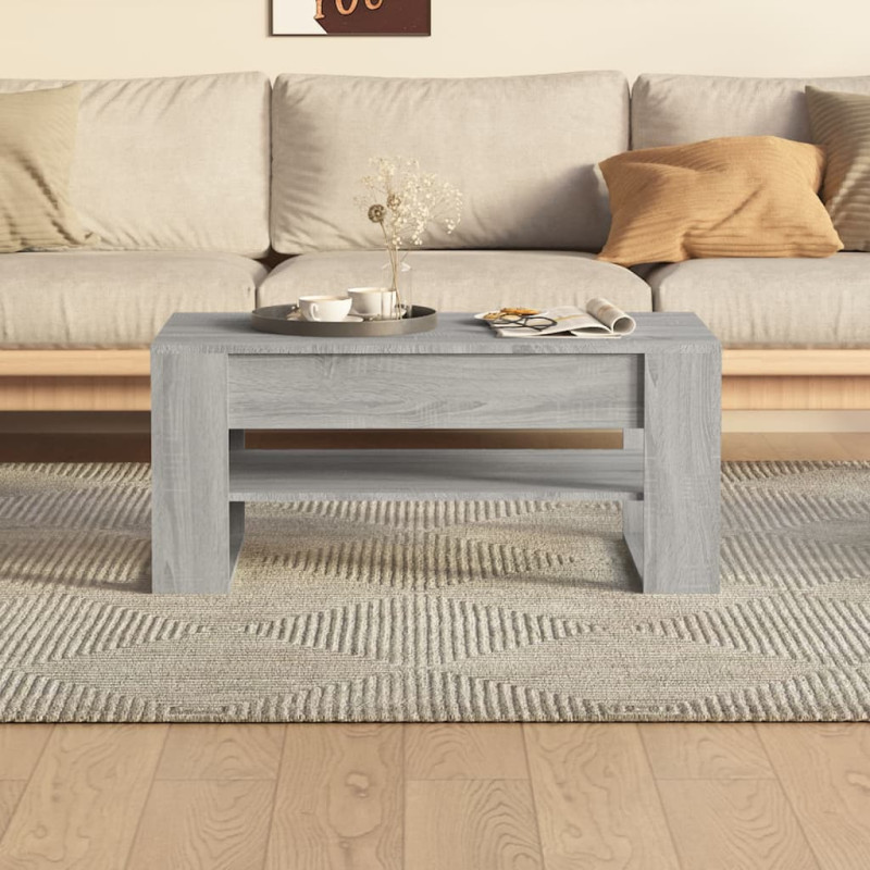 Produktbild för Soffbord grå sonoma-ek 102x55x45 cm konstruerat trä