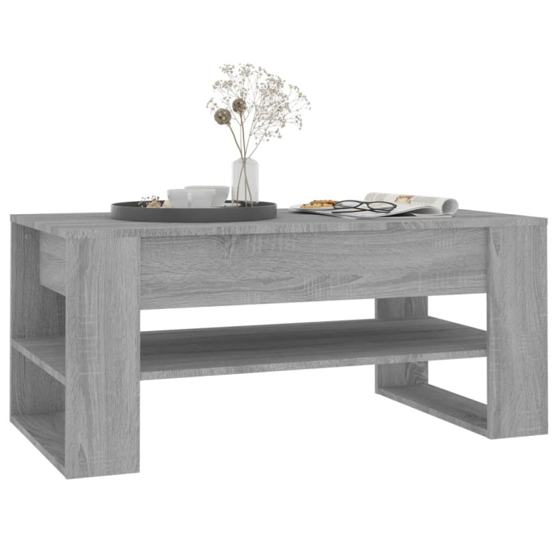 Produktbild för Soffbord grå sonoma-ek 102x55x45 cm konstruerat trä