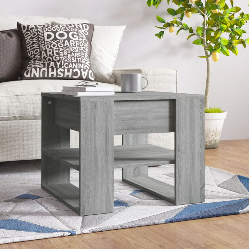Produktbild för Soffbord grå sonoma-ek 55,5x55x45 cm konstruerat trä