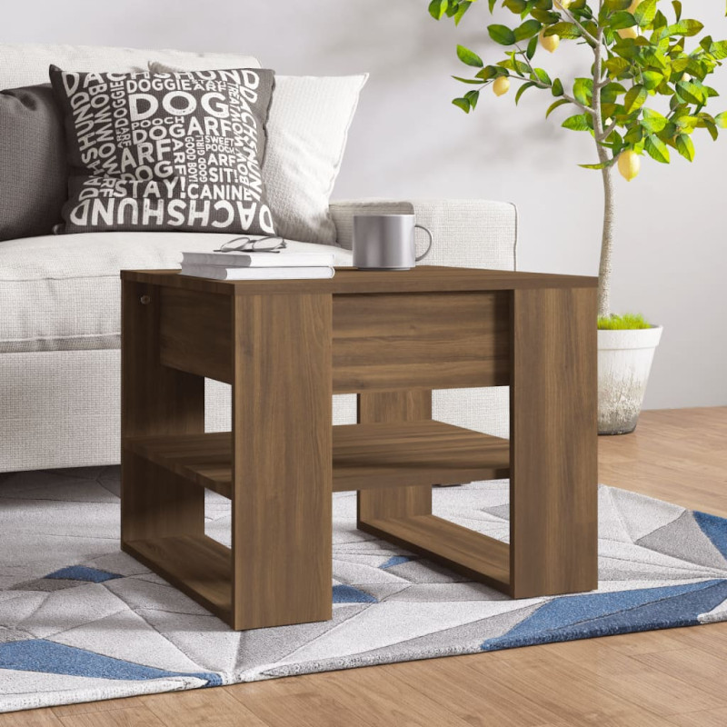 Produktbild för Soffbord brun ek 55,5x55x45 cm konstruerat trä