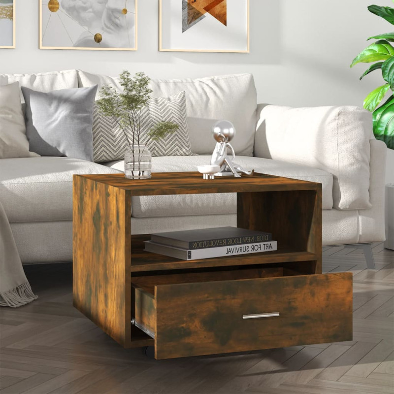 Produktbild för Soffbord rökfärgad ek 55x55x40 cm konstruerat trä