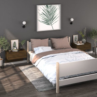 Produktbild för Väggmonterat sängbord brun ek