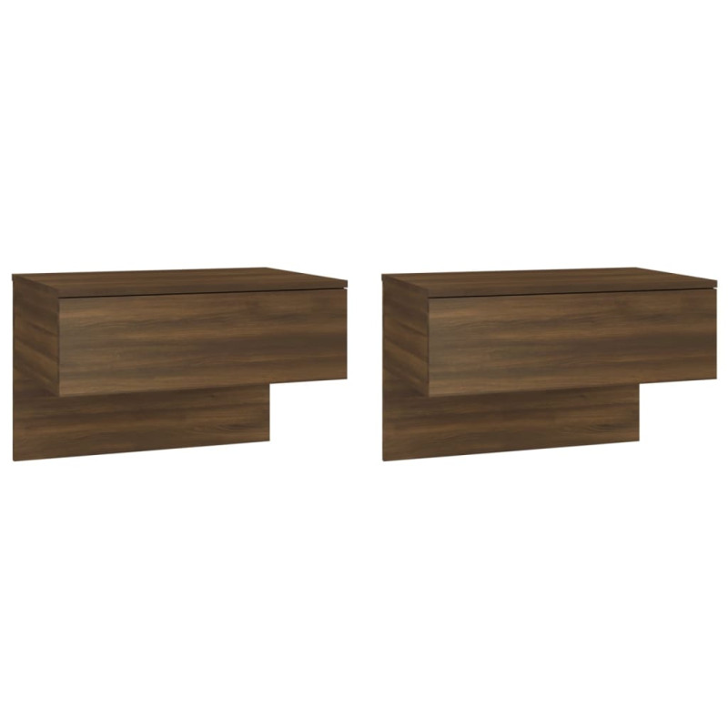 Produktbild för Väggmonterade sängbord 2 st brun ek