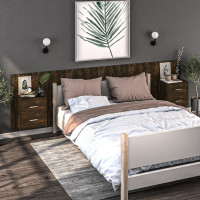 Produktbild för Väggmonterade sängbord 2 st rökfärgad ek