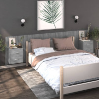 Produktbild för Väggmonterat sängbord grå sonoma