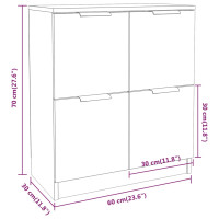 Produktbild för Skänk rökfärgad ek 60x30x70 cm konstruerat trä