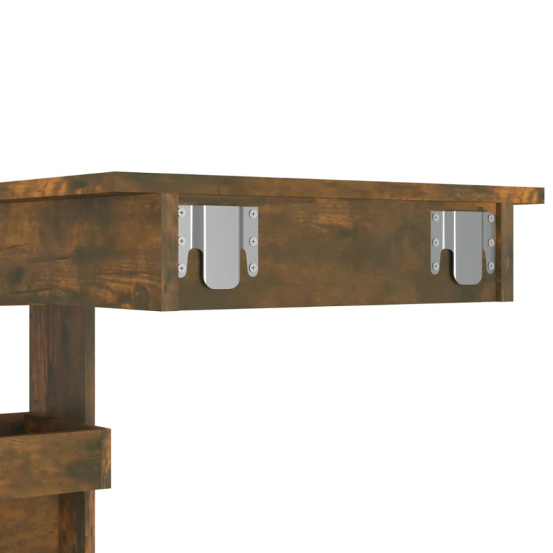Produktbild för Barbord väggmonterat rökfärgad 102x45x103,5 cm konstruerat trä
