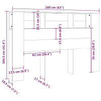 Produktbild för Sänggavel med förvaring brun ek 160x18,5x104,5 cm