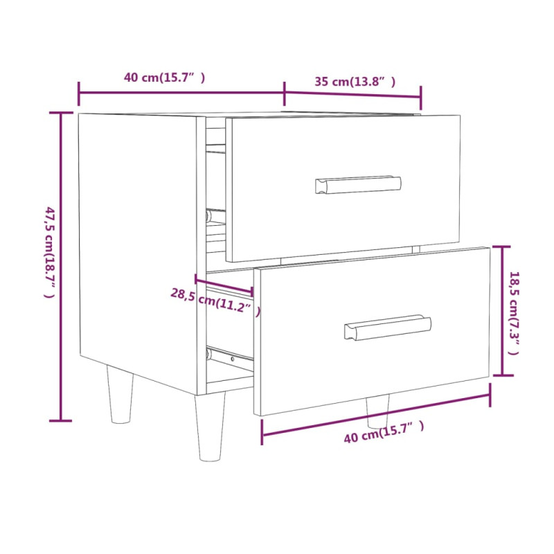 Produktbild för Sängbord 2 st rökfärgad ek 40x35x47,5 cm