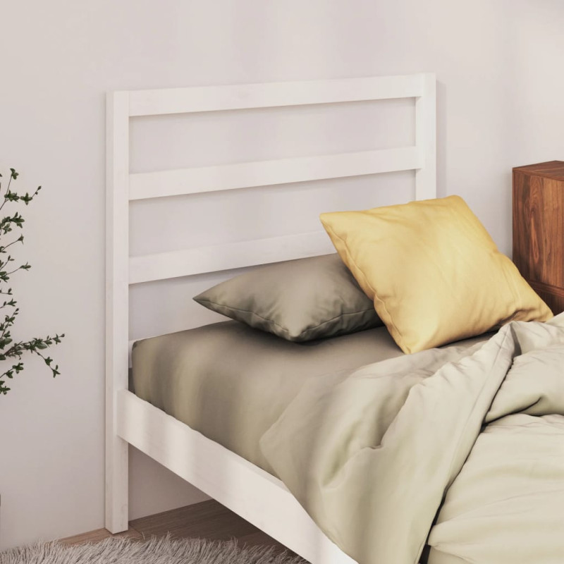 Produktbild för Sänggavel vit 81x4x100 cm massiv furu