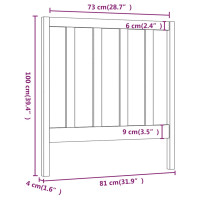 Produktbild för Sänggavel 81x4x100 cm massiv furu