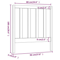 Produktbild för Sänggavel 96x4x100 cm massiv furu