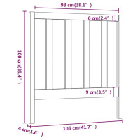 Produktbild för Sänggavel 106x4x100 cm massiv furu