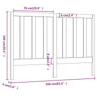 Produktbild för Sänggavel 166x4x100 cm massiv furu