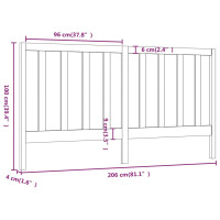 Produktbild för Sänggavel 206x4x100 cm massiv furu