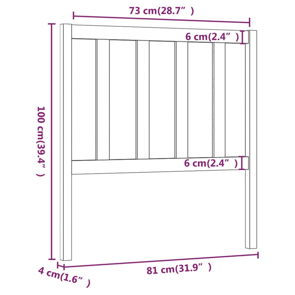 Produktbild för Sänggavel grå 81x4x100 cm massiv furu