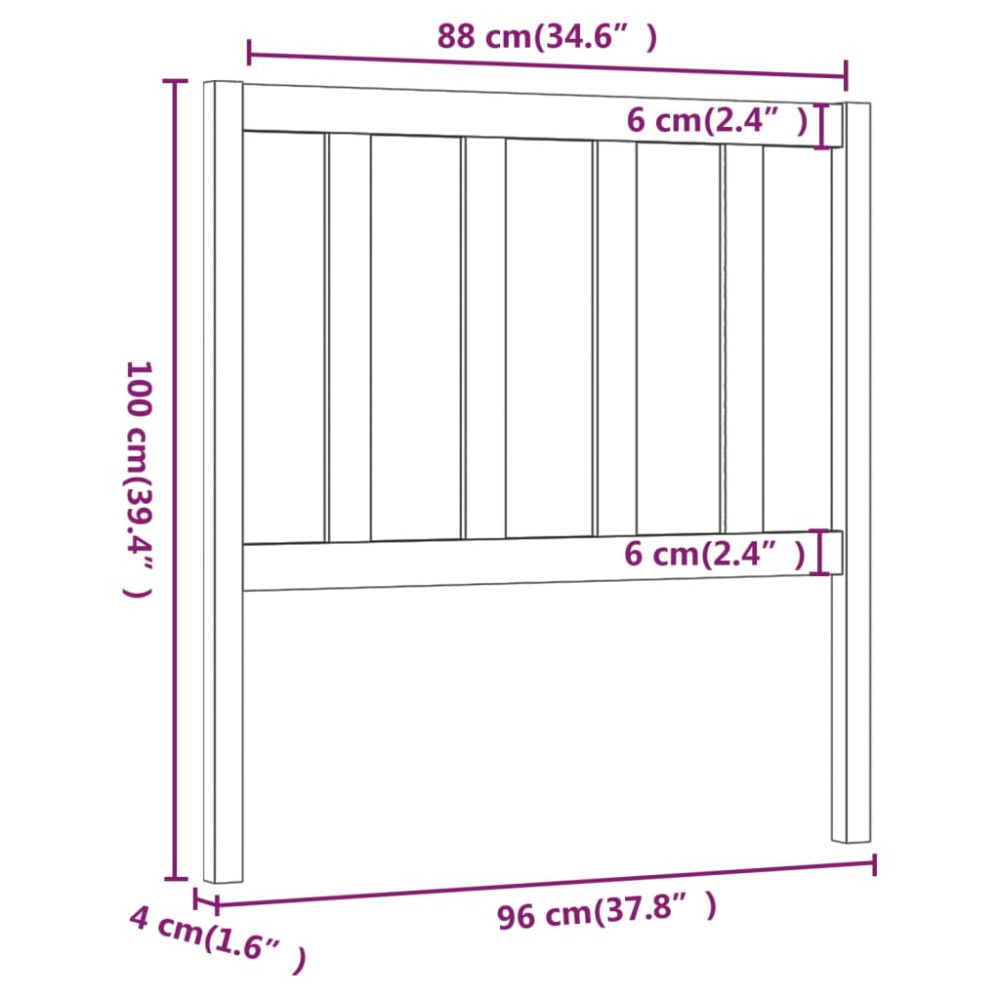 Produktbild för Sänggavel grå 96x4x100 cm massiv furu