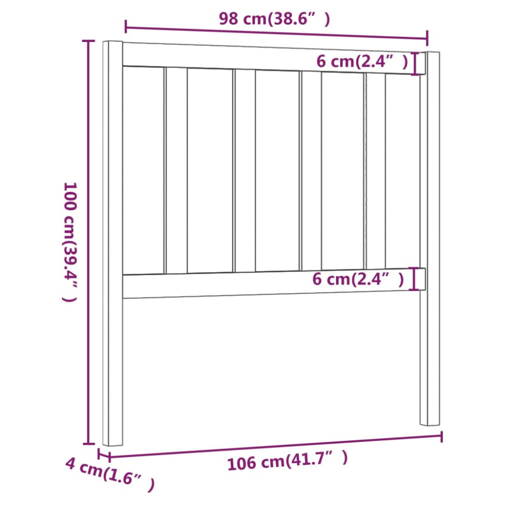 Produktbild för Sänggavel grå 106x4x100 cm massiv furu