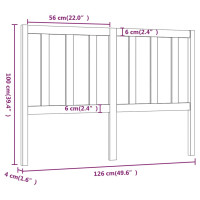 Produktbild för Sänggavel grå 126x4x100 cm massiv furu