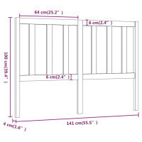 Produktbild för Sänggavel grå 141x4x100 cm massiv furu