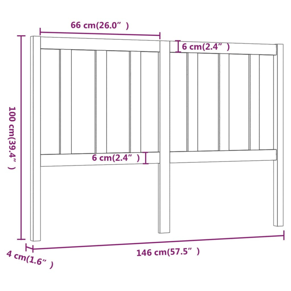 Produktbild för Sänggavel grå 146x4x100 cm massiv furu