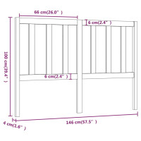 Produktbild för Sänggavel grå 146x4x100 cm massiv furu