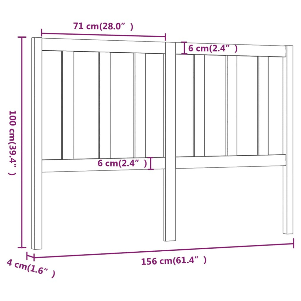 Produktbild för Sänggavel grå 156x4x100 cm massiv furu