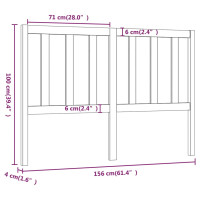 Produktbild för Sänggavel grå 156x4x100 cm massiv furu