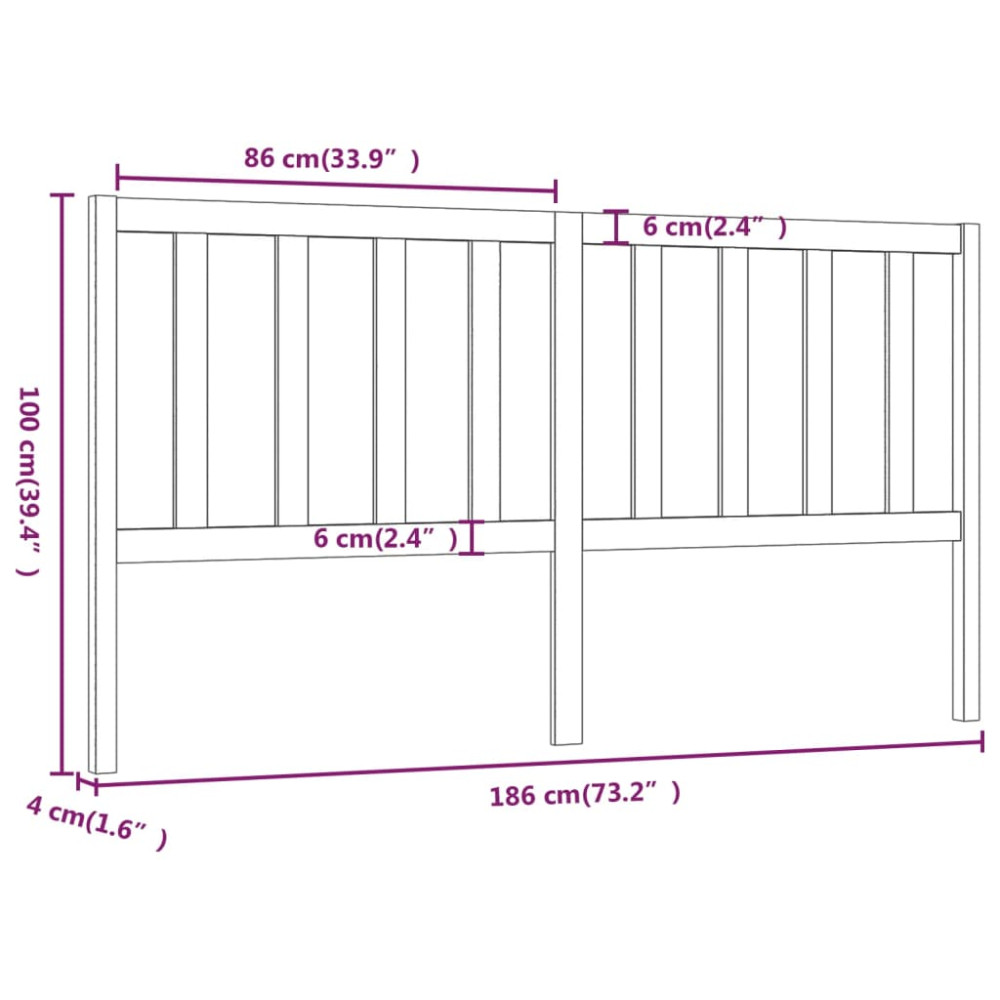 Produktbild för Sänggavel grå 186x4x100 cm massiv furu