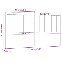 Produktbild för Sänggavel grå 186x4x100 cm massiv furu