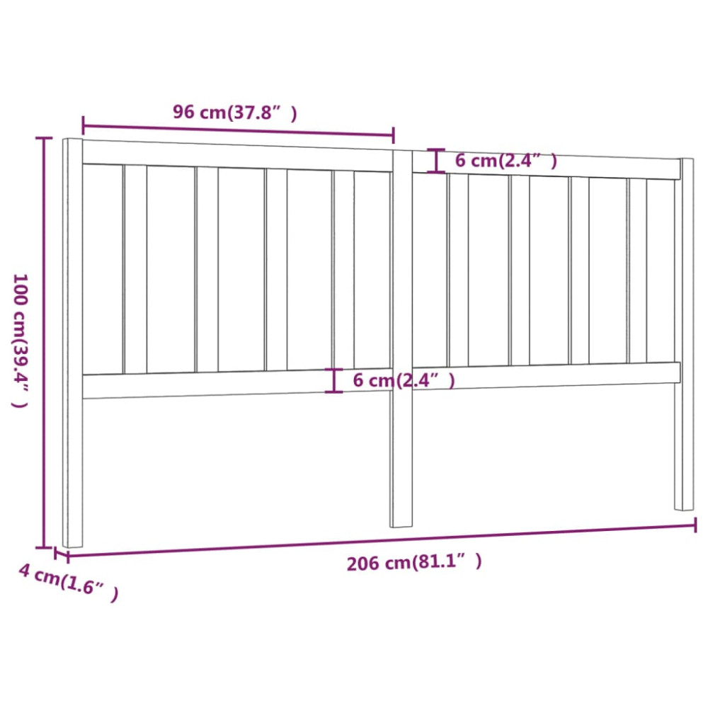 Produktbild för Sänggavel grå 206x4x100 cm massiv furu
