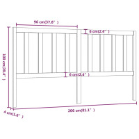 Produktbild för Sänggavel grå 206x4x100 cm massiv furu
