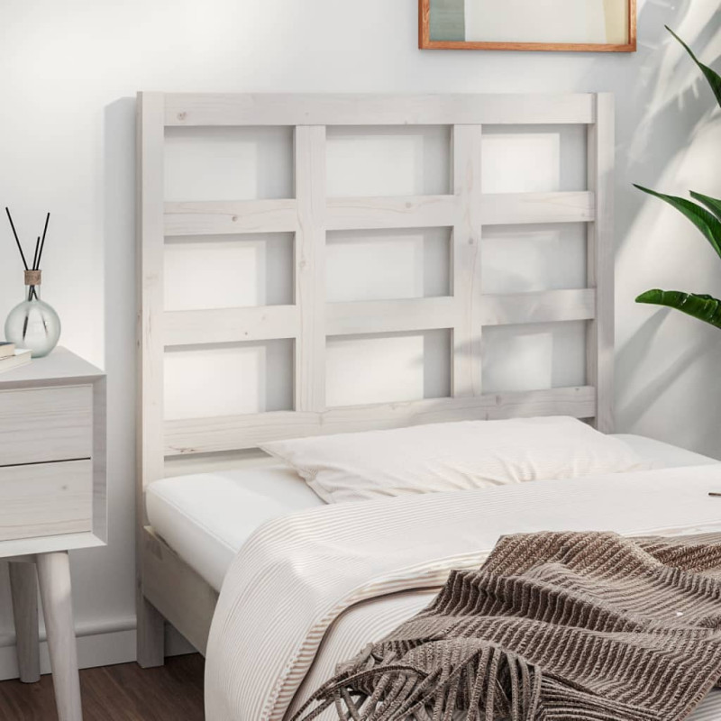 Produktbild för Sänggavel vit 105,5x4x100 cm massiv furu