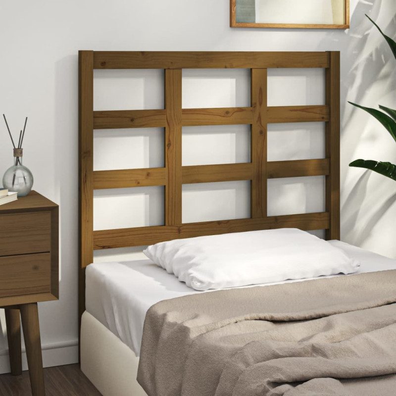 Produktbild för Sänggavel honungsbrun 105,5x4x100 cm massiv furu