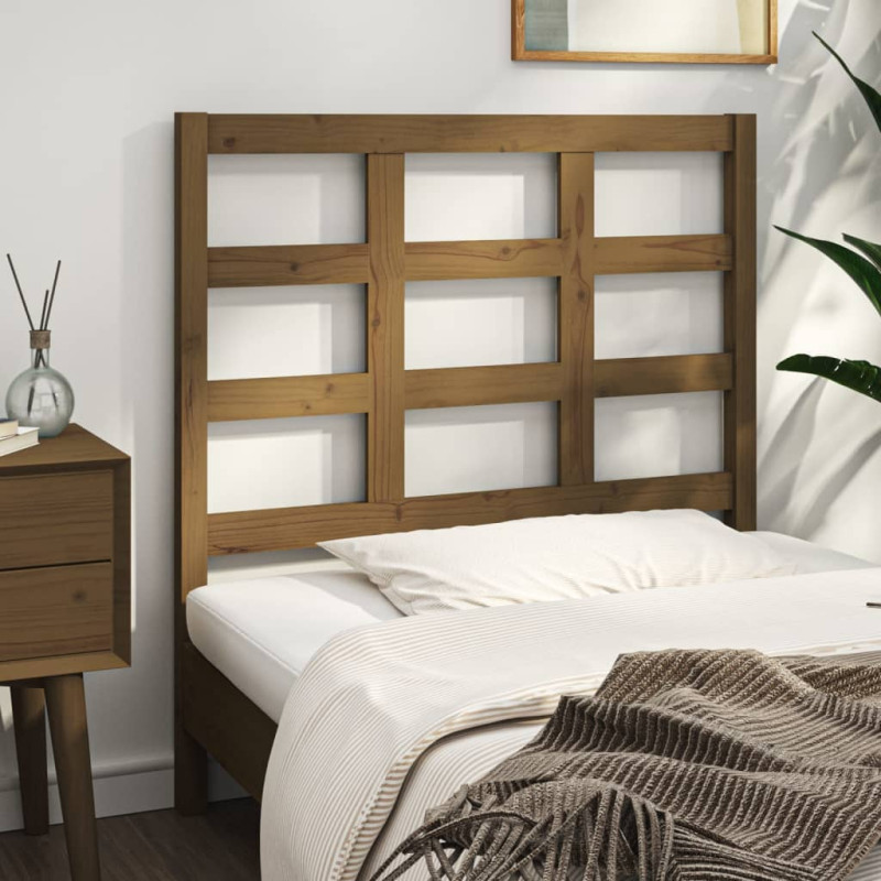 Produktbild för Sänggavel honungsbrun 105,5x4x100 cm massiv furu