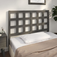 Produktbild för Sänggavel grå 125,5x4x100 cm massiv furu